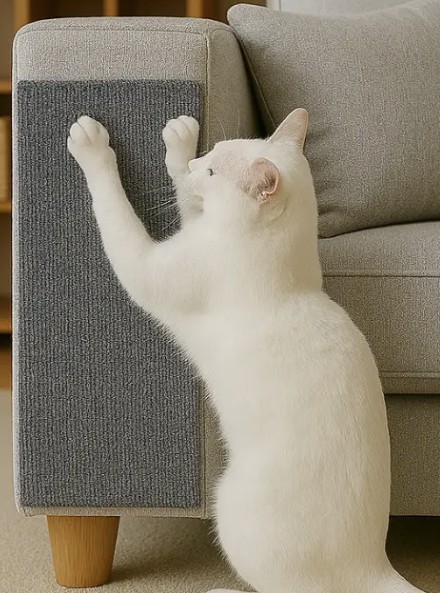 Sofá protegido com tapete adesivo